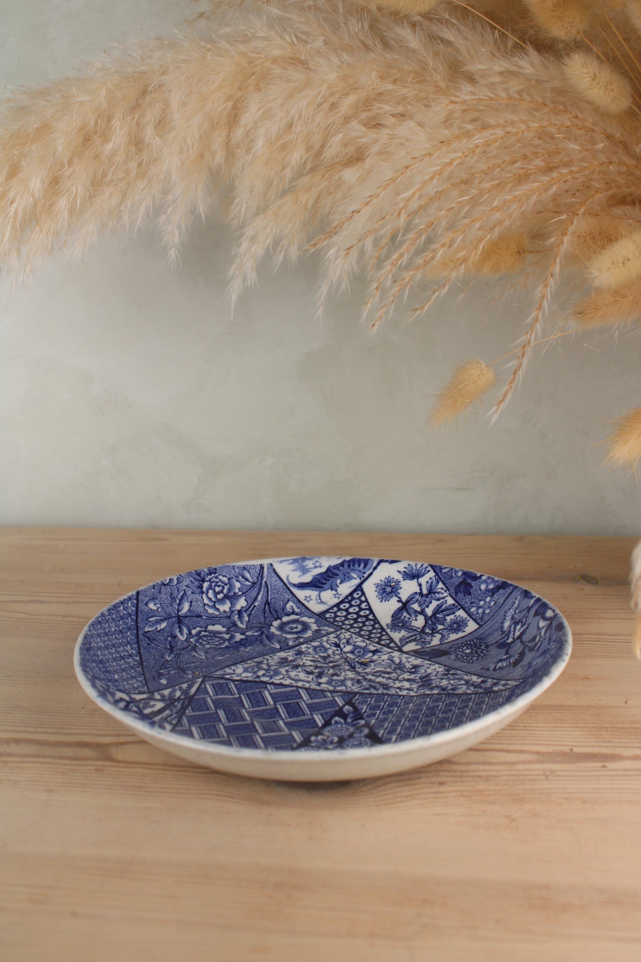Blue and White Patchwork Plate