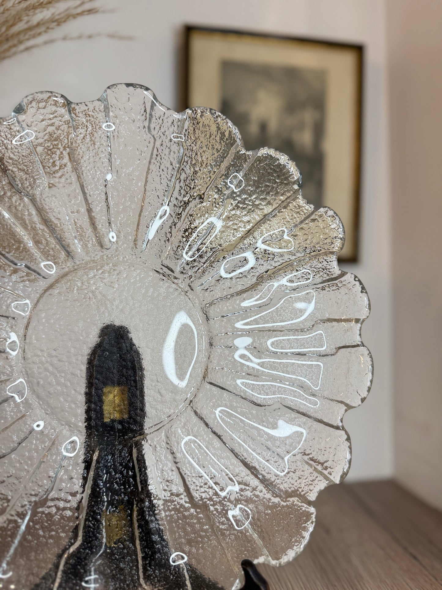 Scallop Edge Large Vintage Glass Plate