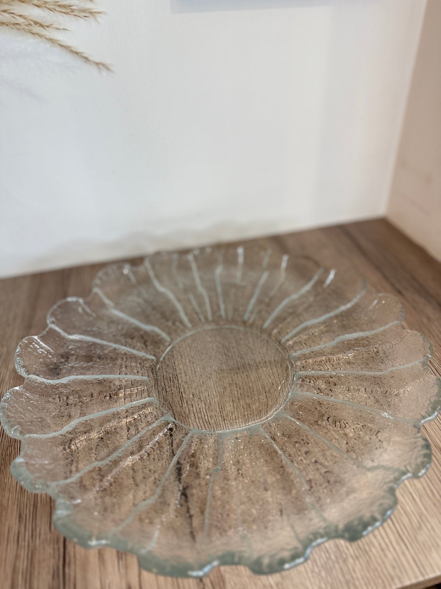 Scallop Edge Large Vintage Glass Plate
