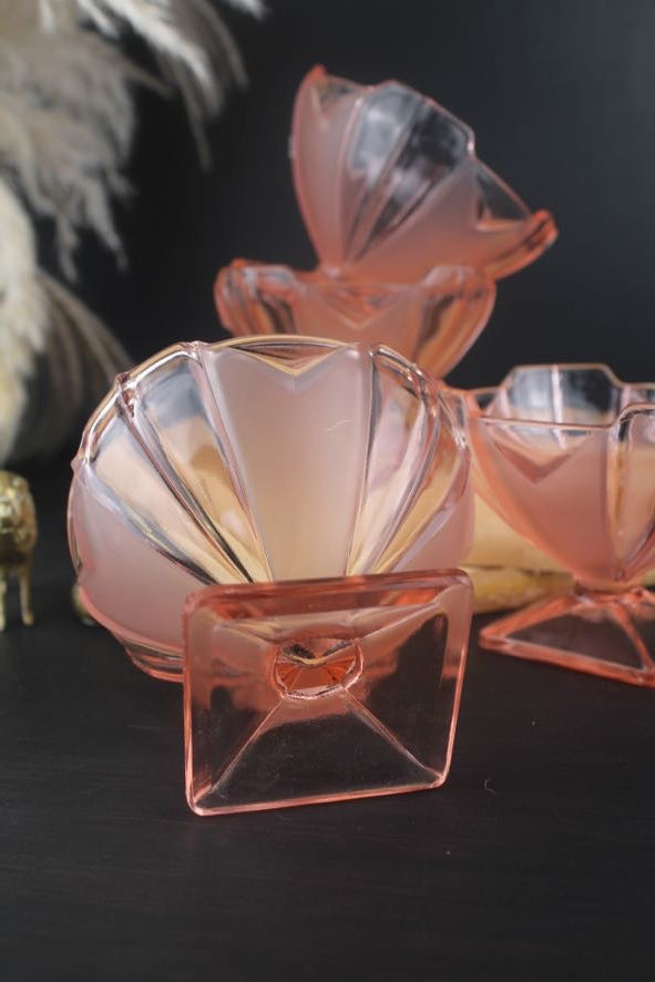 Set of 4 Pink Glass Sundae Bowls