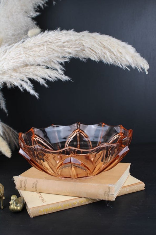 Pink Glass Flower Design Bowl