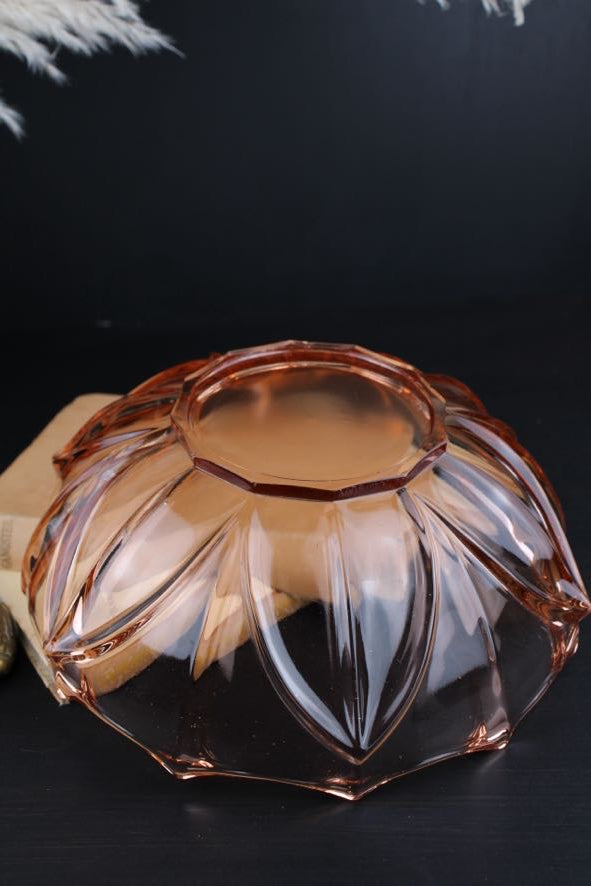 Pink Glass Flower Design Bowl