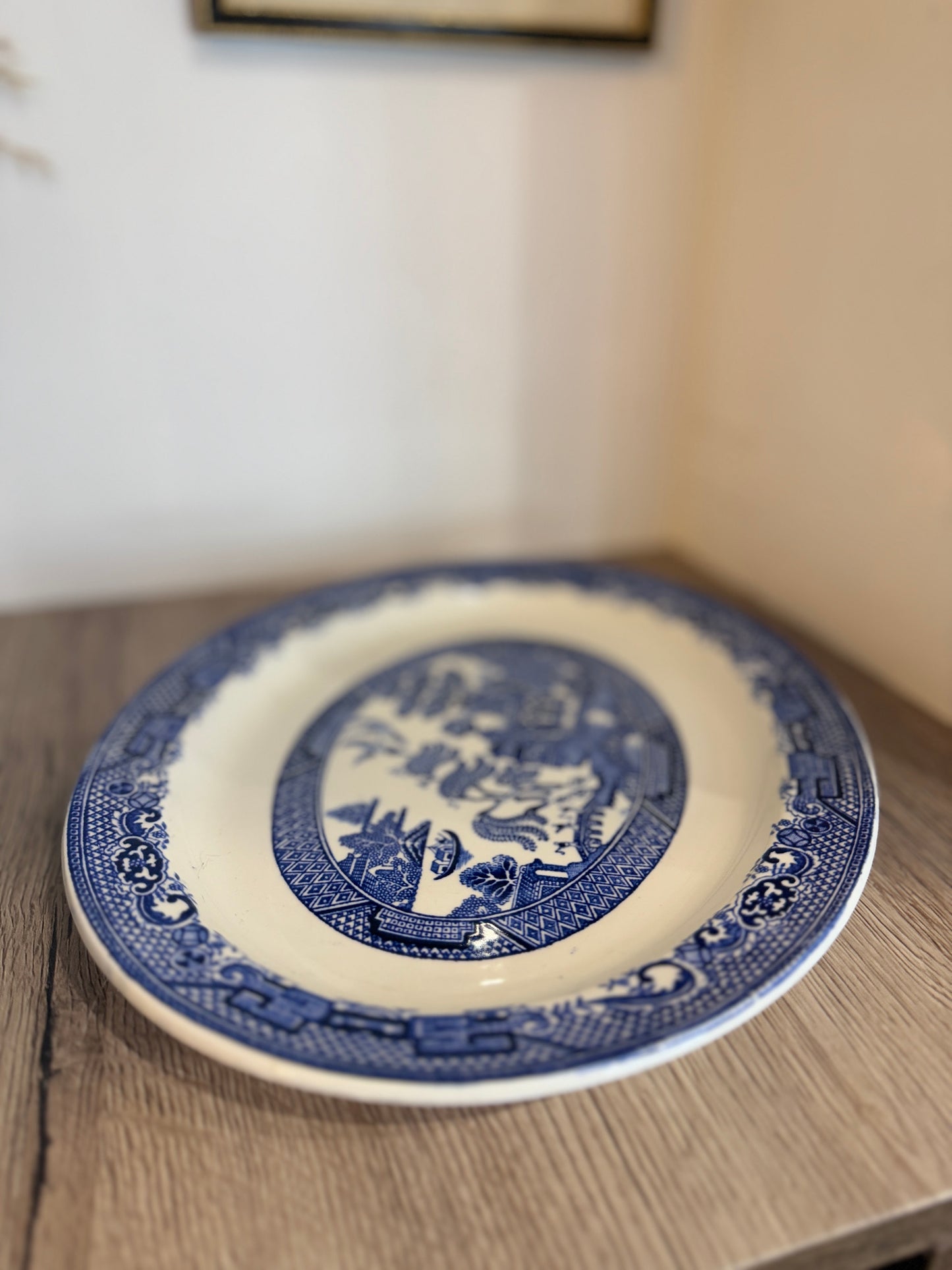 Set of 8 Woods Ware Old Willow Vintage Steak Plates
