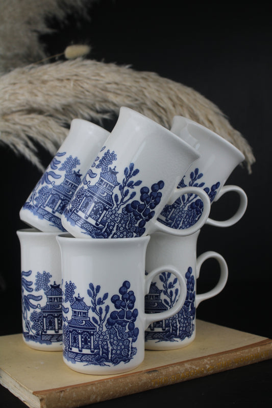 Set of 6 Old Willow Mugs