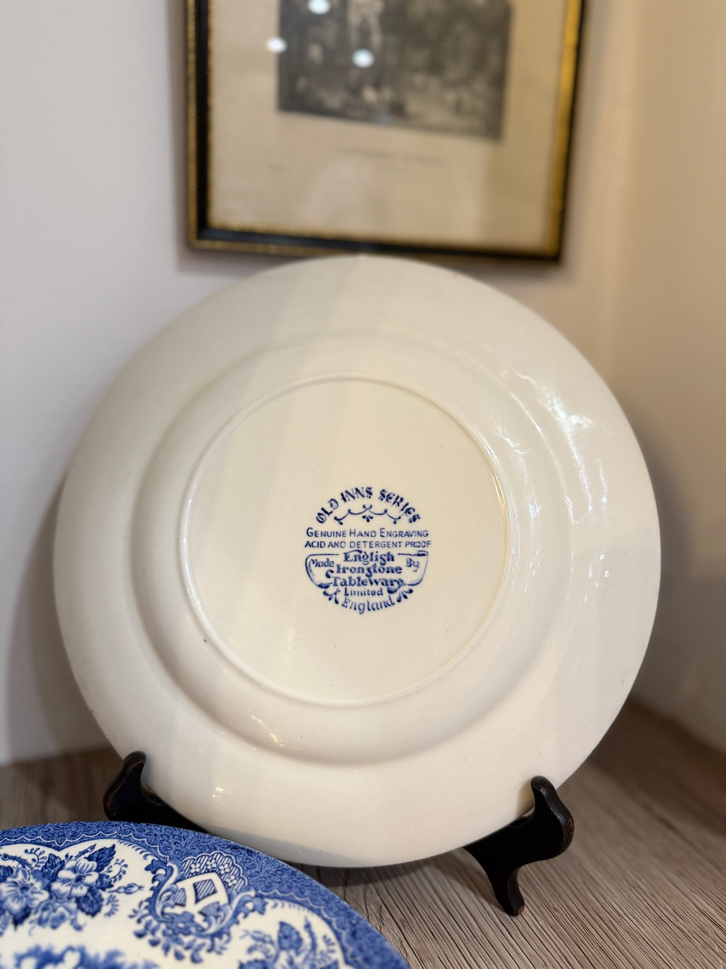 Set of 4 Old Inn Series Ironstone Blue and White Plates