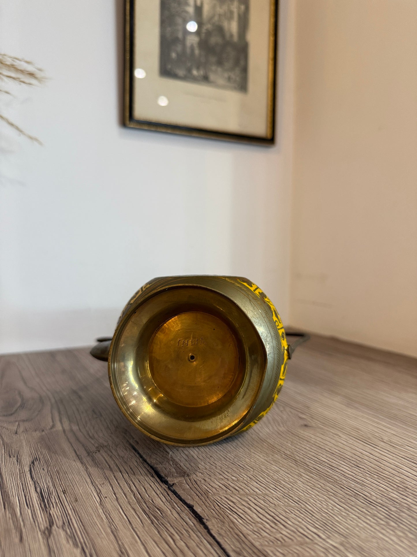 Engraved Brass Indian Ewer Teapot Coffee Pot