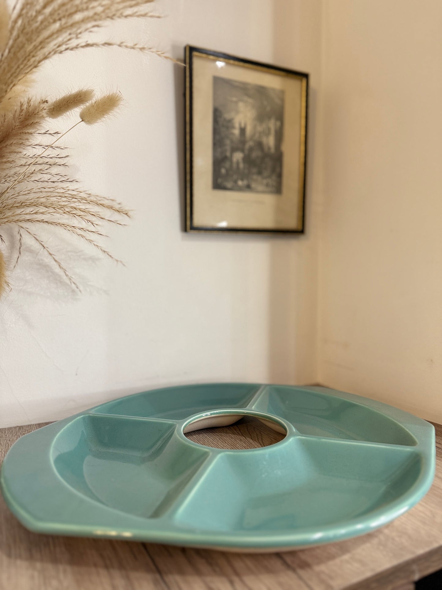 Poole Pottery Green Sectioned Serving Nibbles Snack Platter