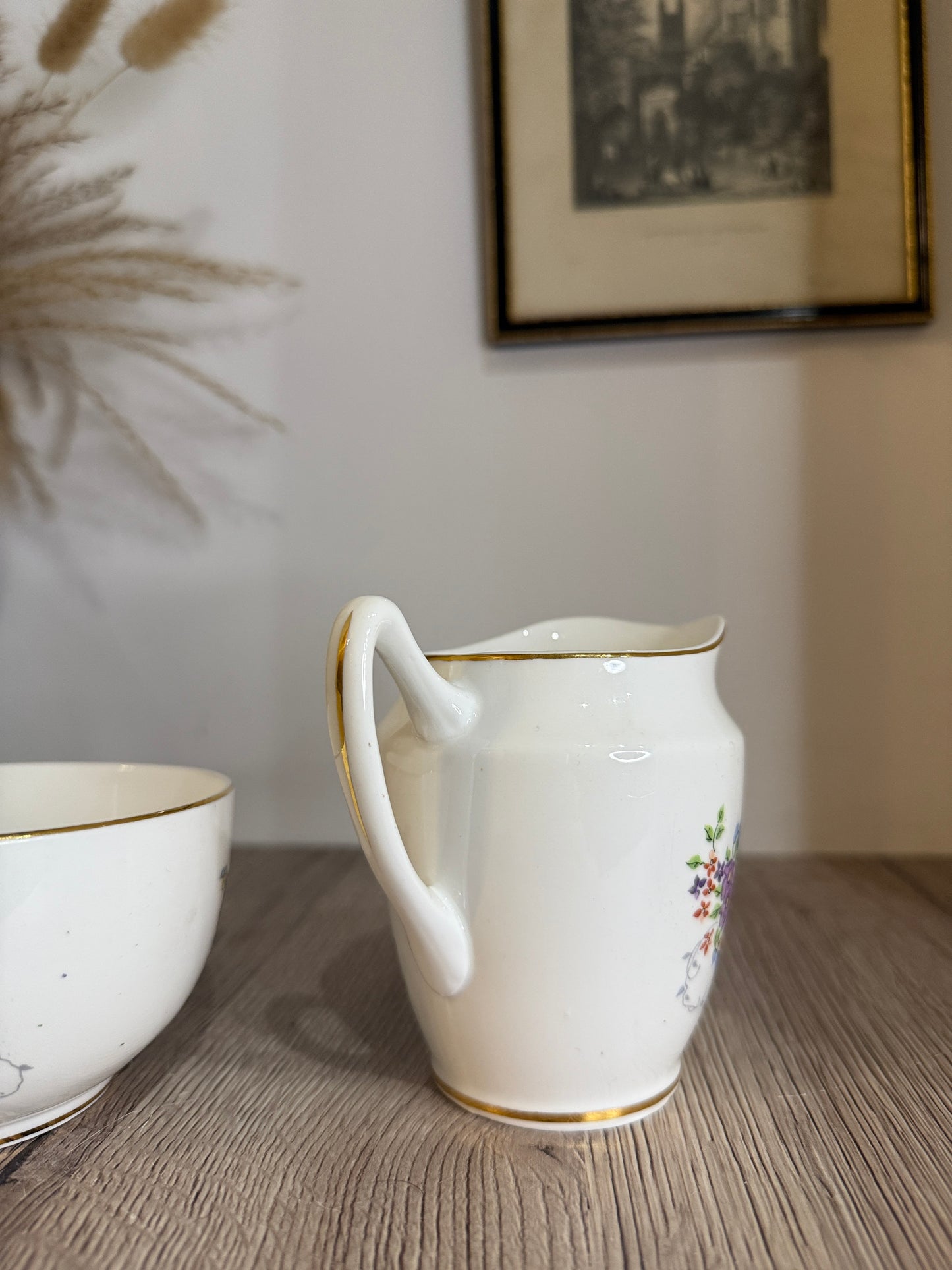 Bone China Vintage Milk Jug and Sugar Bowl