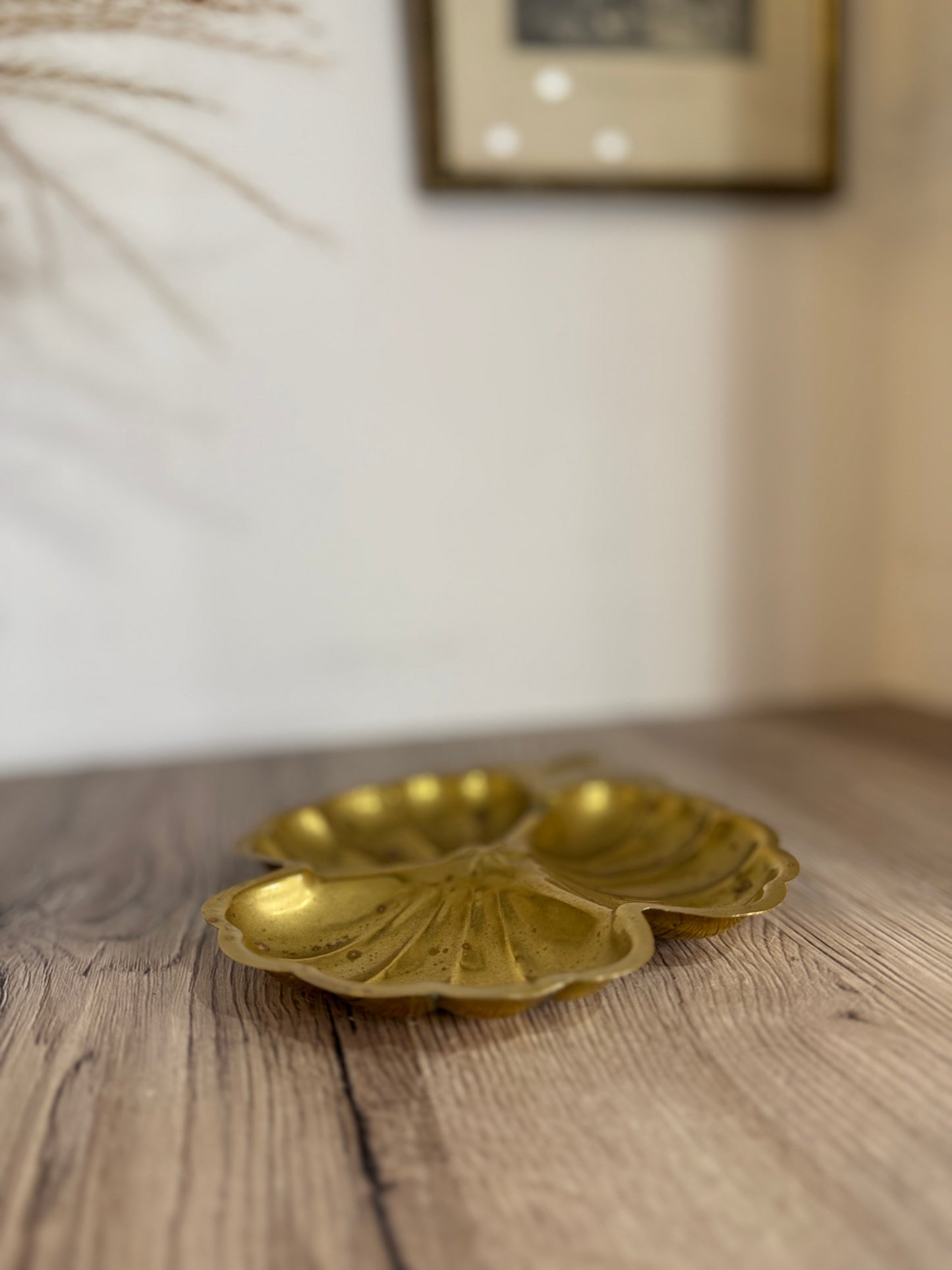 Brass Clover Vintage Trinket Tray