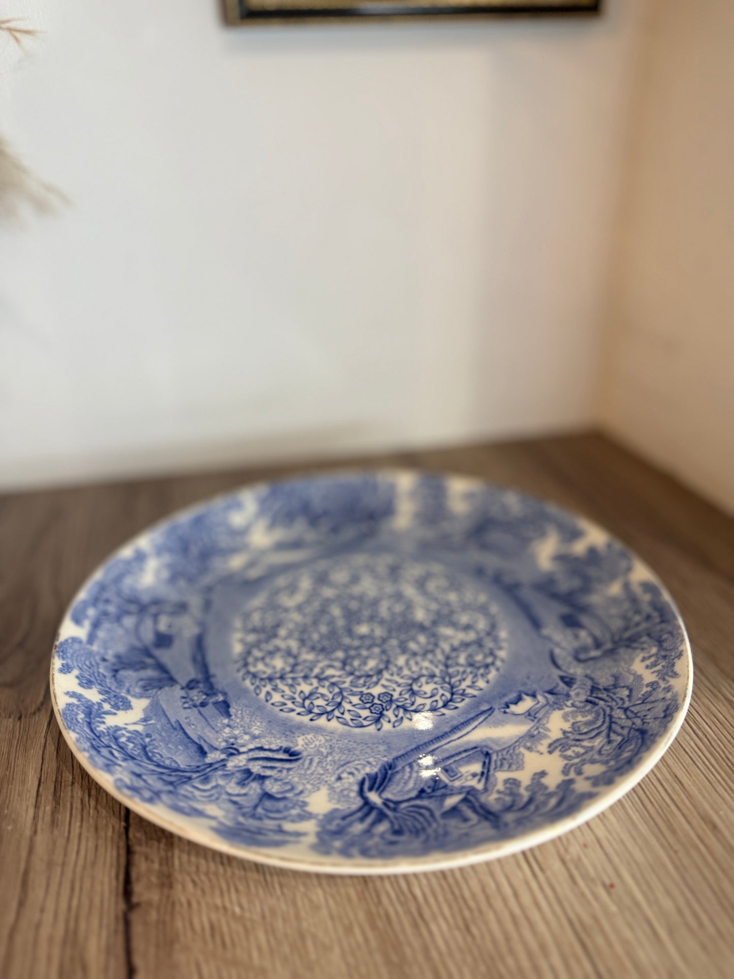 Blue and White Tree Illustration Plate