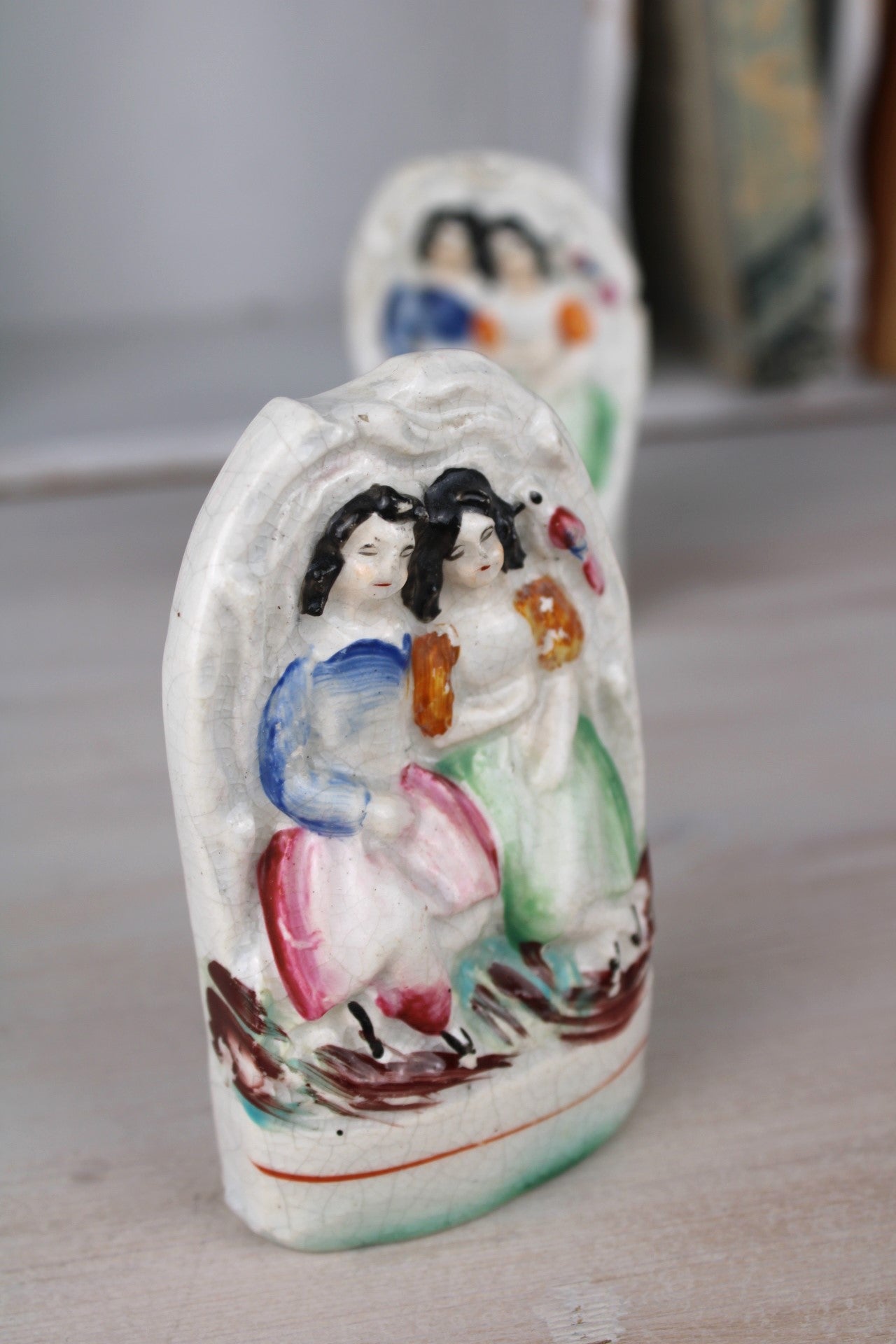 Pair of Small Staffordshire Flatback Figurines