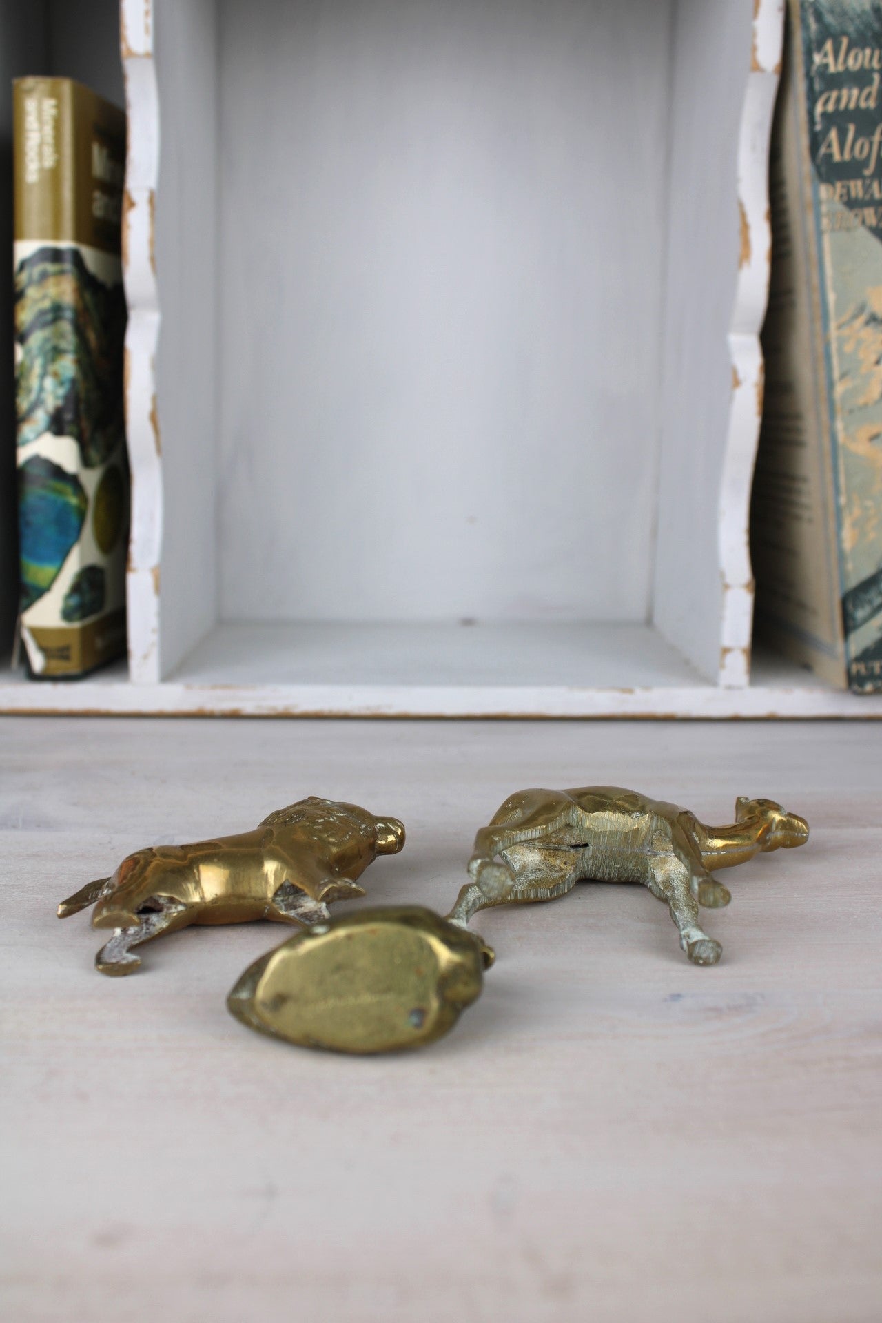 Set of 3 Brass Animal Figurines Camel, Lion and Bird