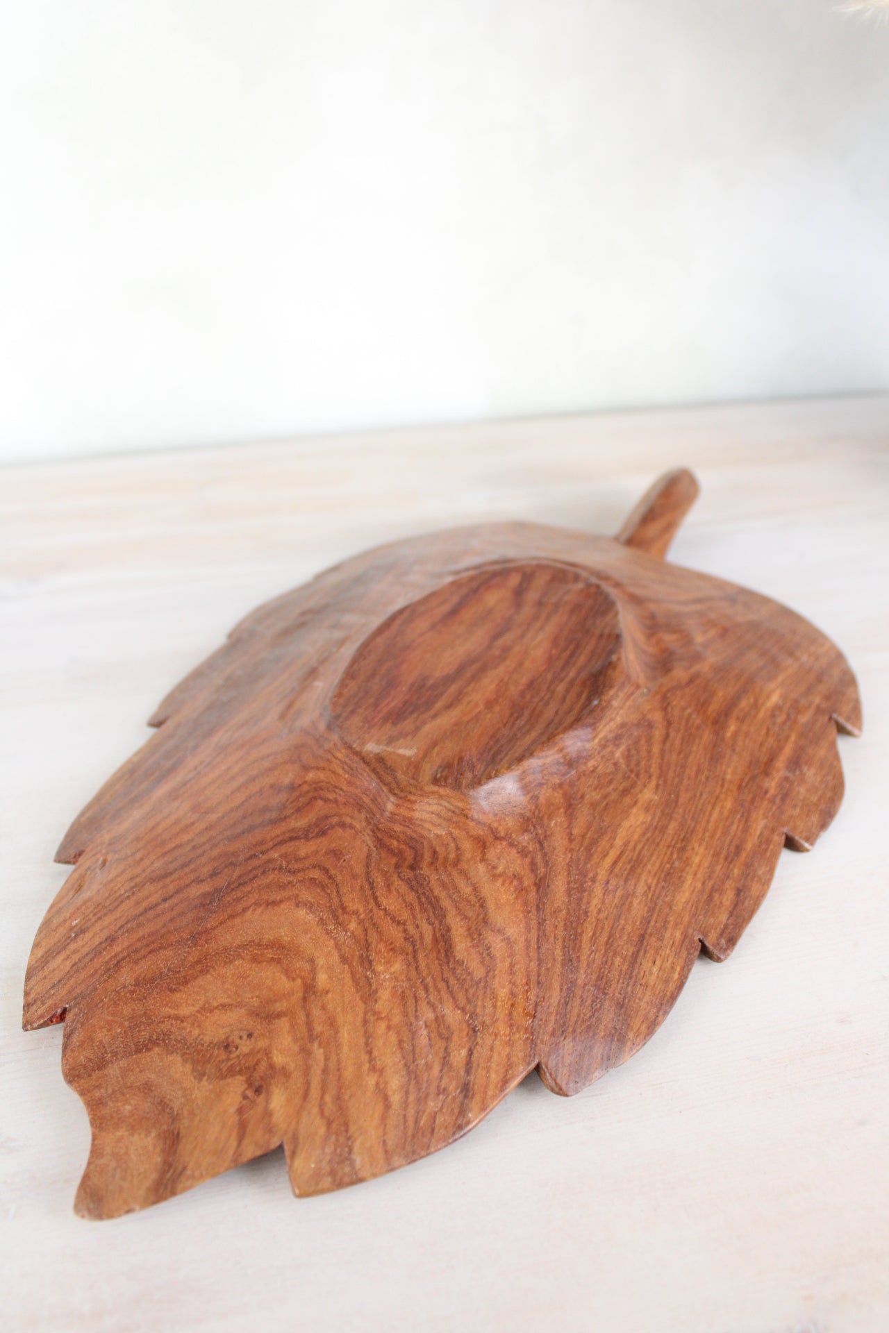 Carved Wood Leaf Tray