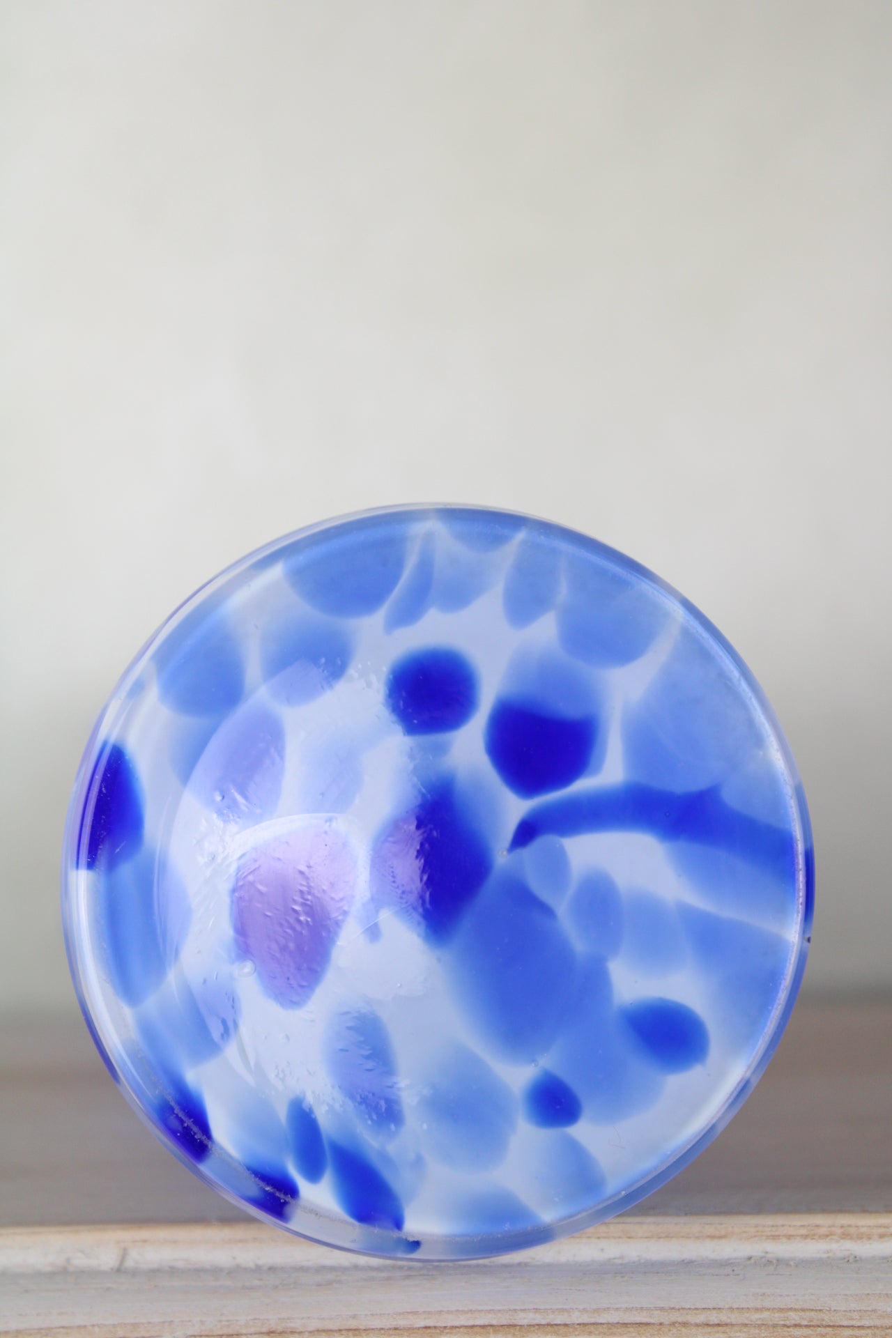 Scandi Blue Splatter Vintage Glass Vase