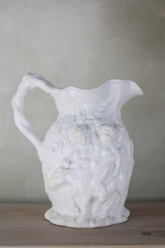 White Vintage Cherub Jug Vase