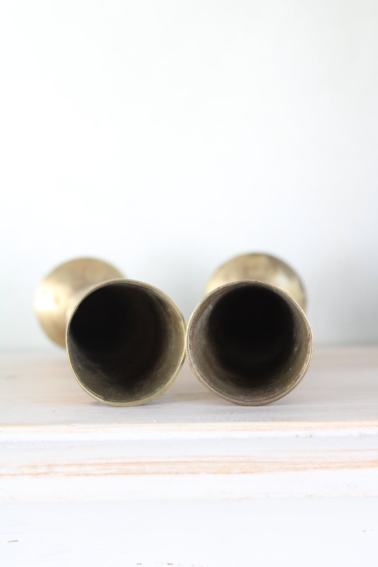 Pair of Brass Engraved Chalices Vases