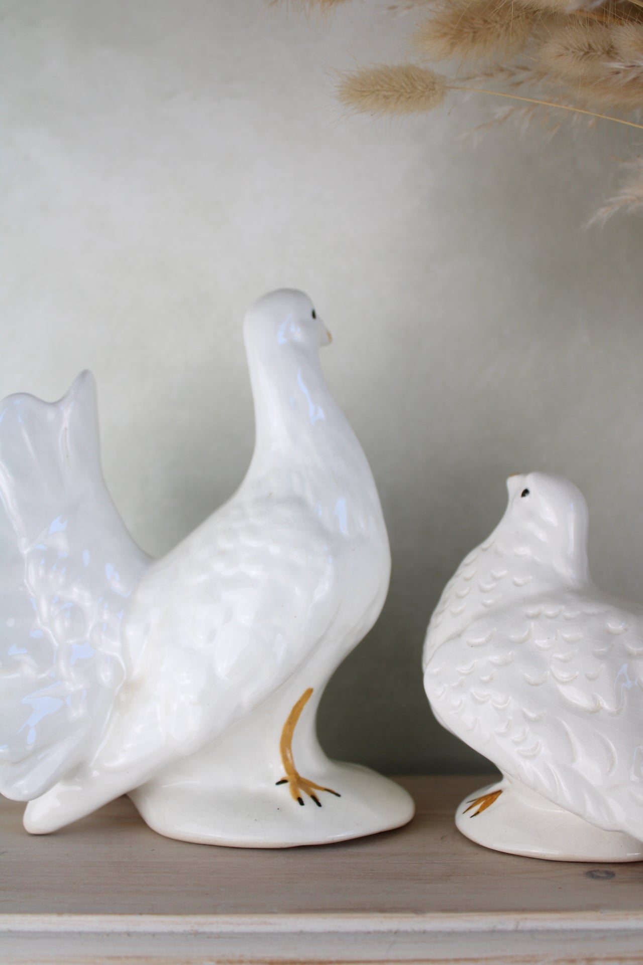 Pair of Portuguese Ceramic Doves