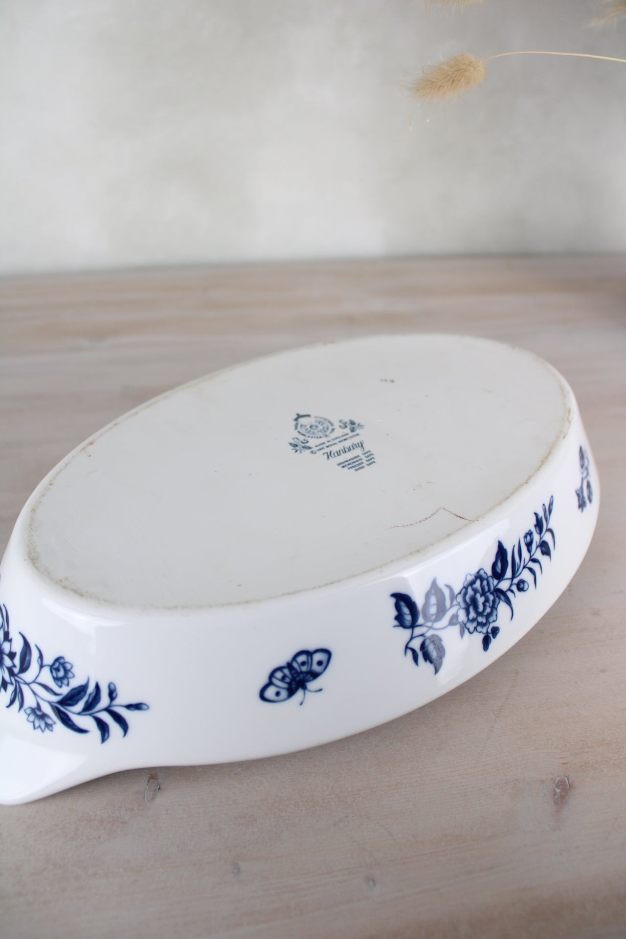 Royal Worcester Hanbury Casserole Dish in Blue and White floral Design