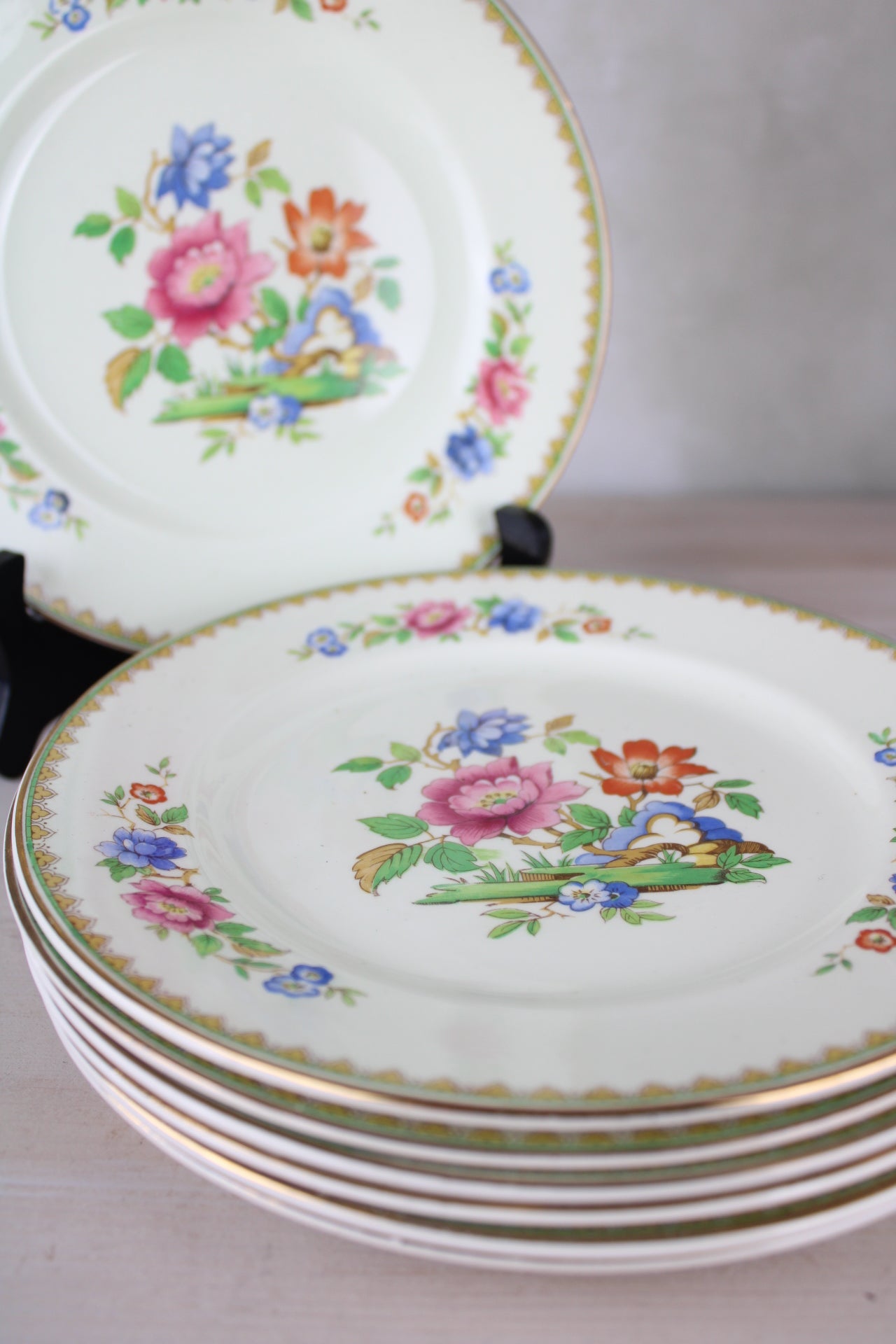 Set of 6 Portland Pottery Large Vintage Side Plates