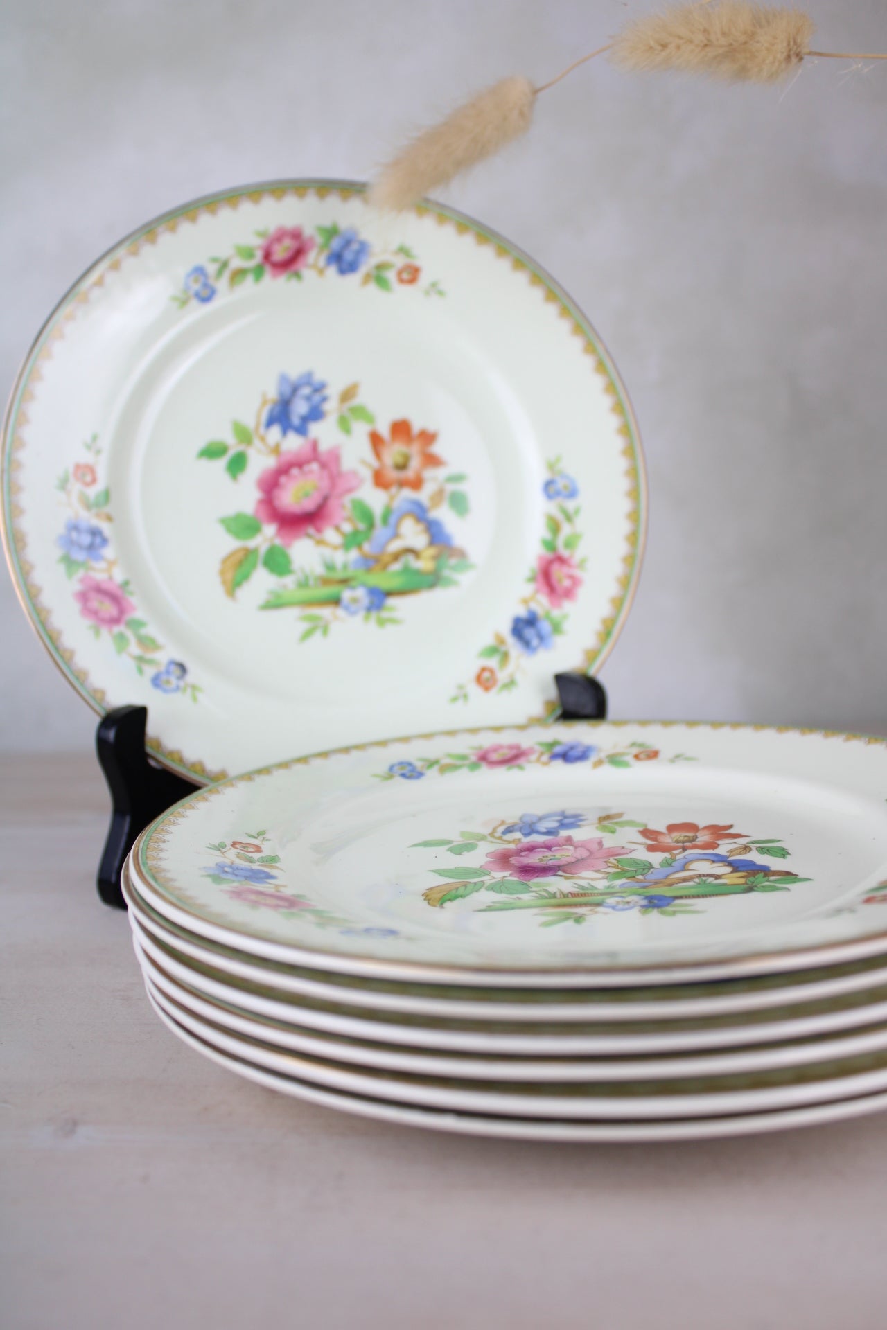 Set of 6 Portland Pottery Large Vintage Side Plates