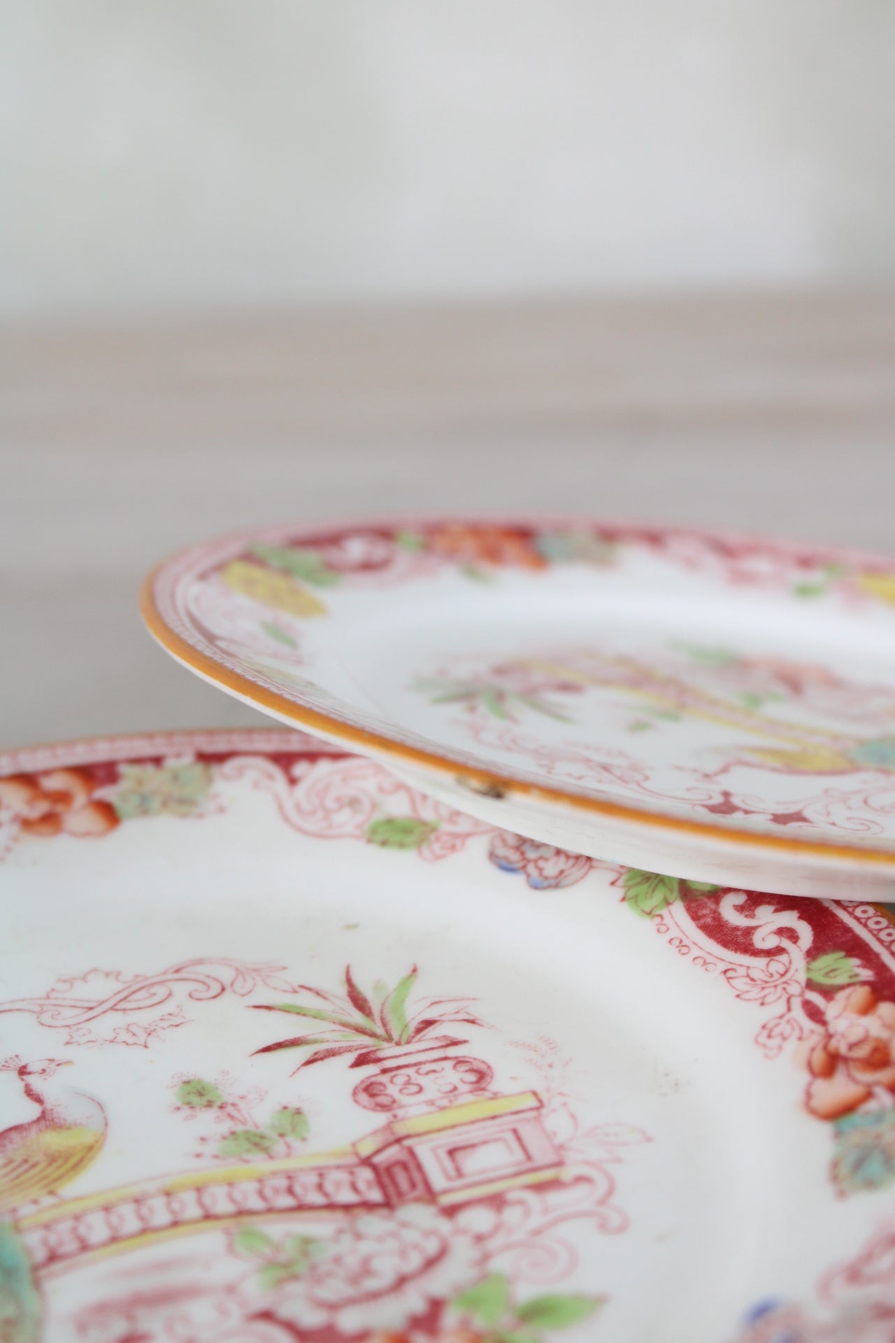 Set of 3 Pink Floral Vintage Plates