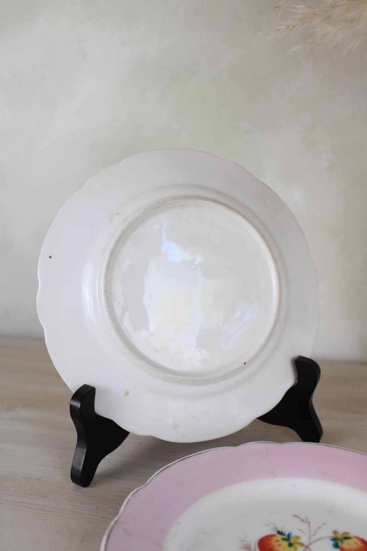 Set of 3 Pink and White Saucer Plates