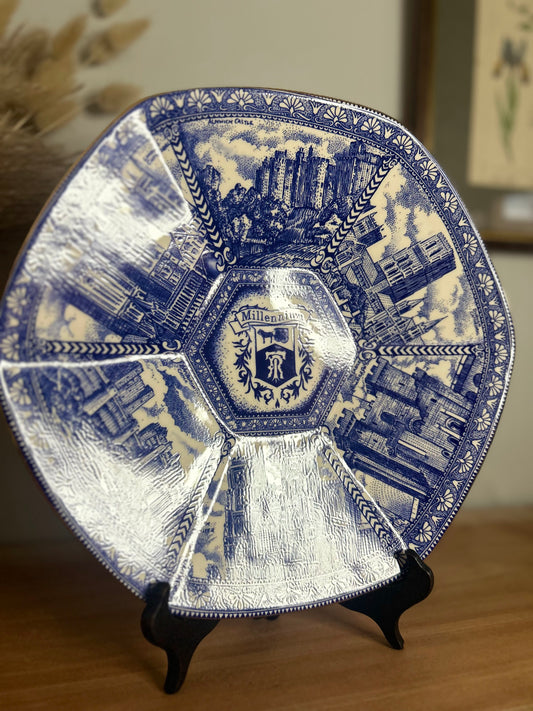 Ringtons Blue and White Hexagonal Vintage Plate