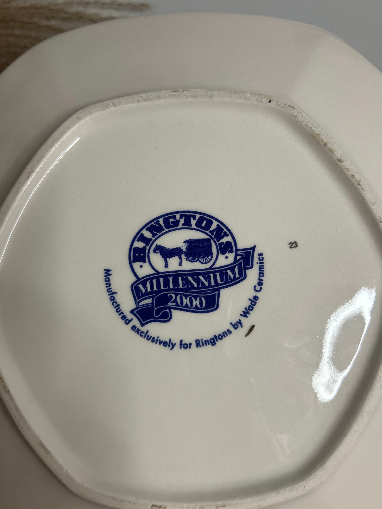 Ringtons Blue and White Hexagonal Vintage Plate