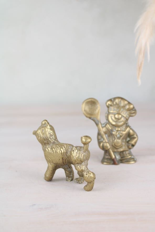Pair of Brass Figurines Poodle and Chef