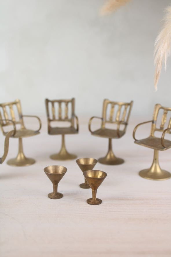 Set of Miniature Brass Chairs and a Table