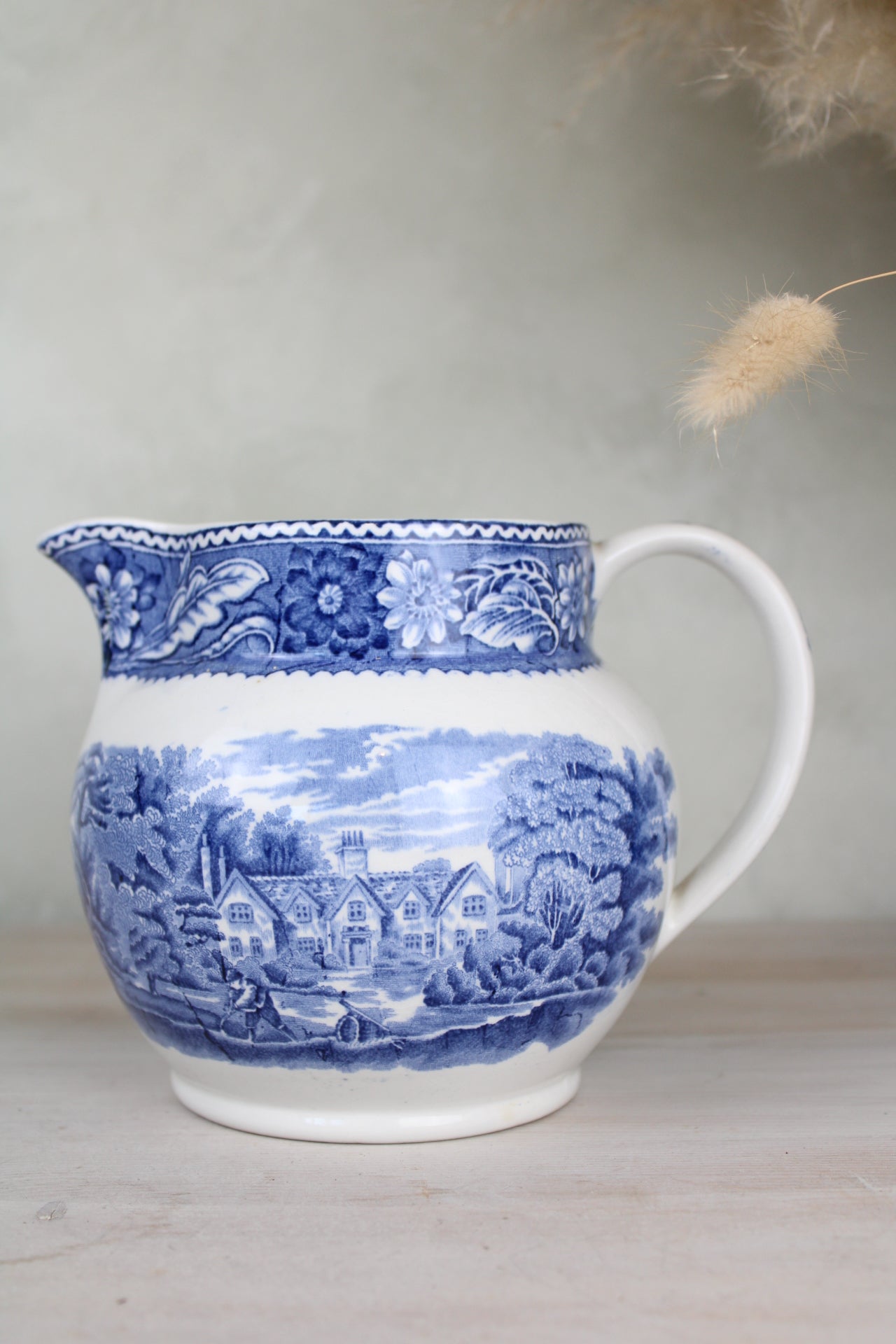 Burslem Woods & Sons Woodland Blue and White Jug
