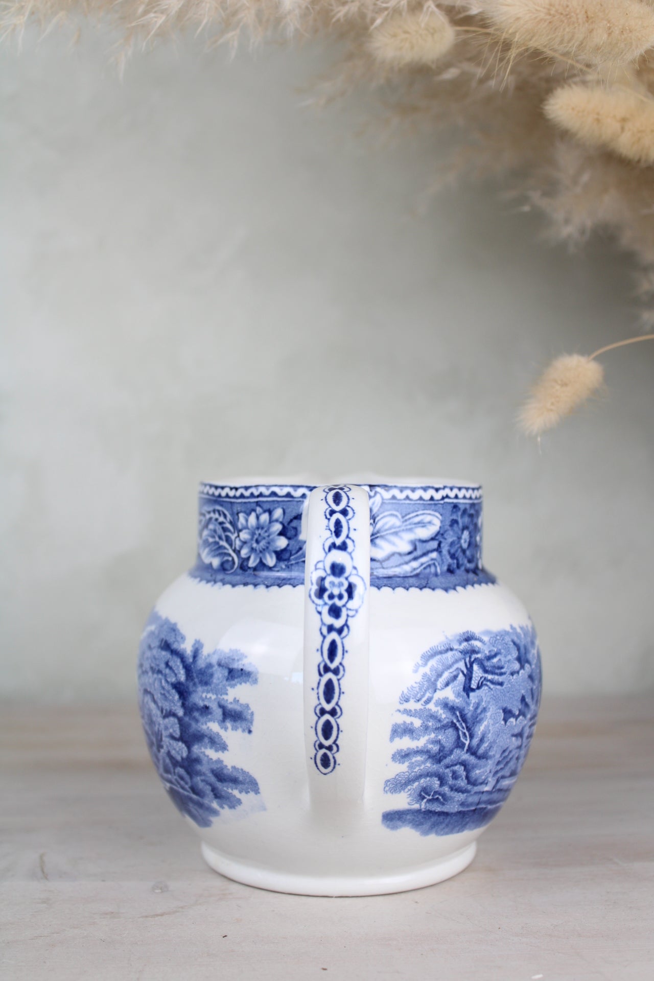 Burslem Woods & Sons Woodland Blue and White Jug