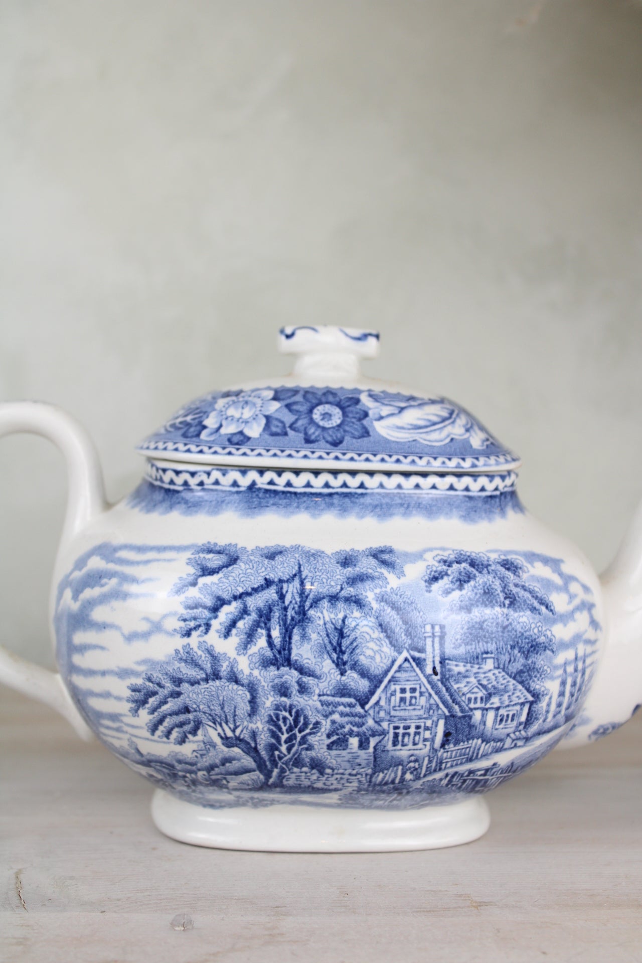 Burslem Woods & Sons Woodland Blue and White Teapot