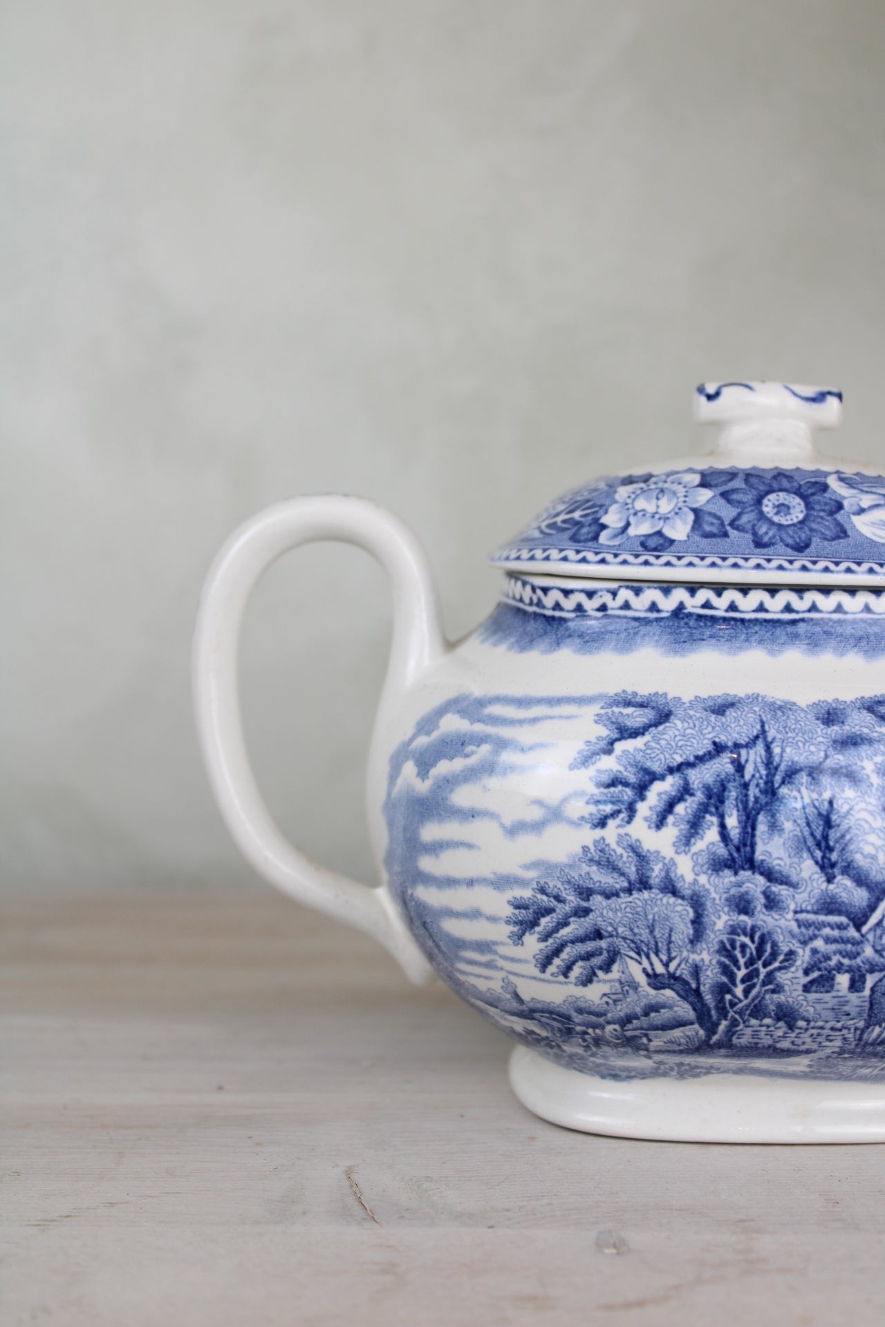 Burslem Woods & Sons Woodland Blue and White Teapot