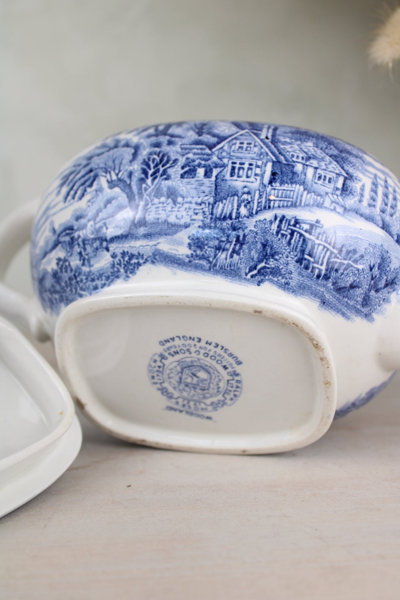 Burslem Woods & Sons Woodland Blue and White Teapot
