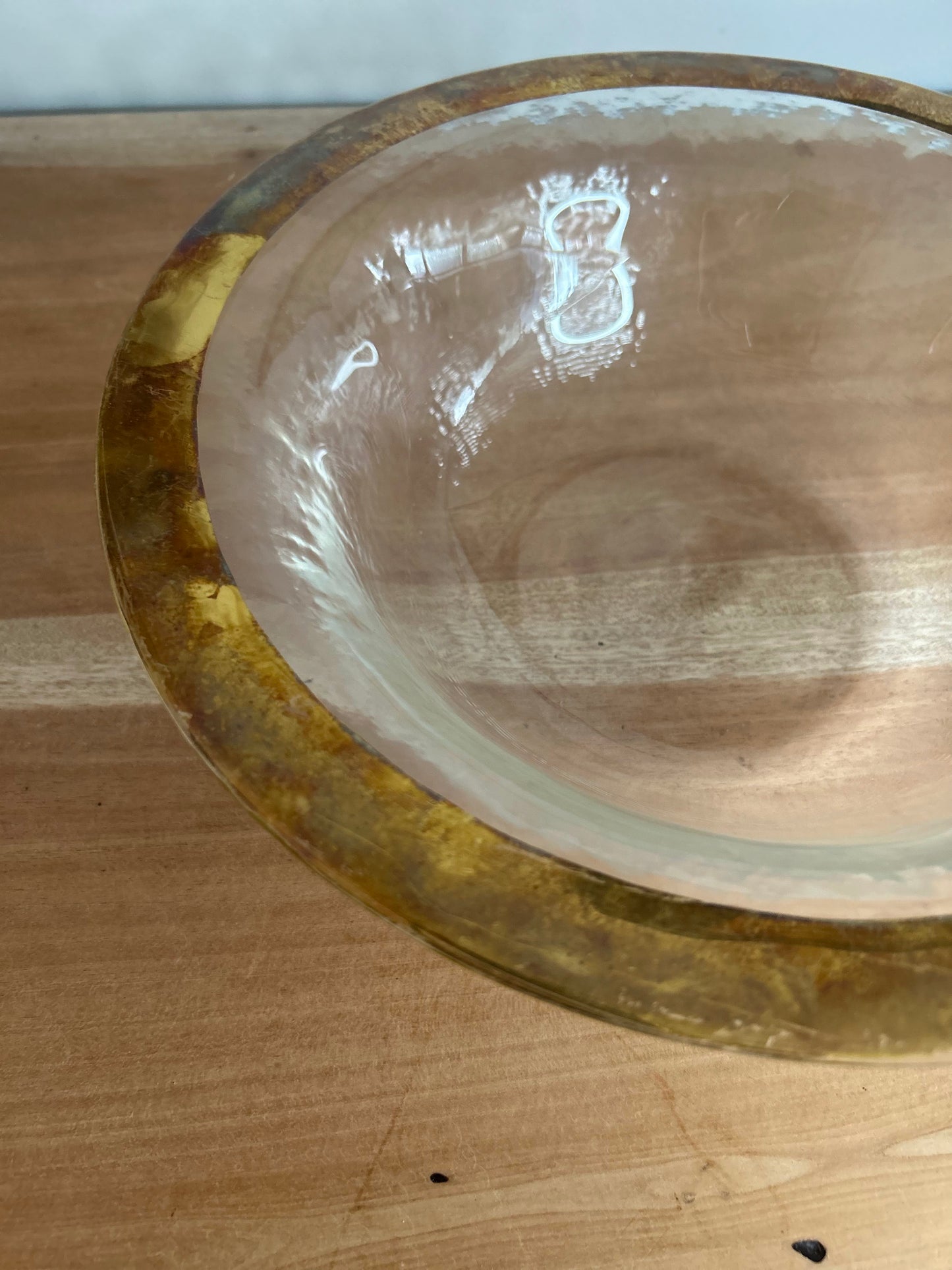 Gold Rim Glass Large Vintage Bowl