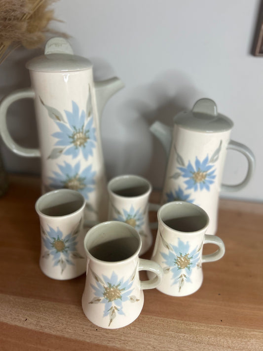 Boultons Vintage Tea Set in Sage Green and Blue Floral Design