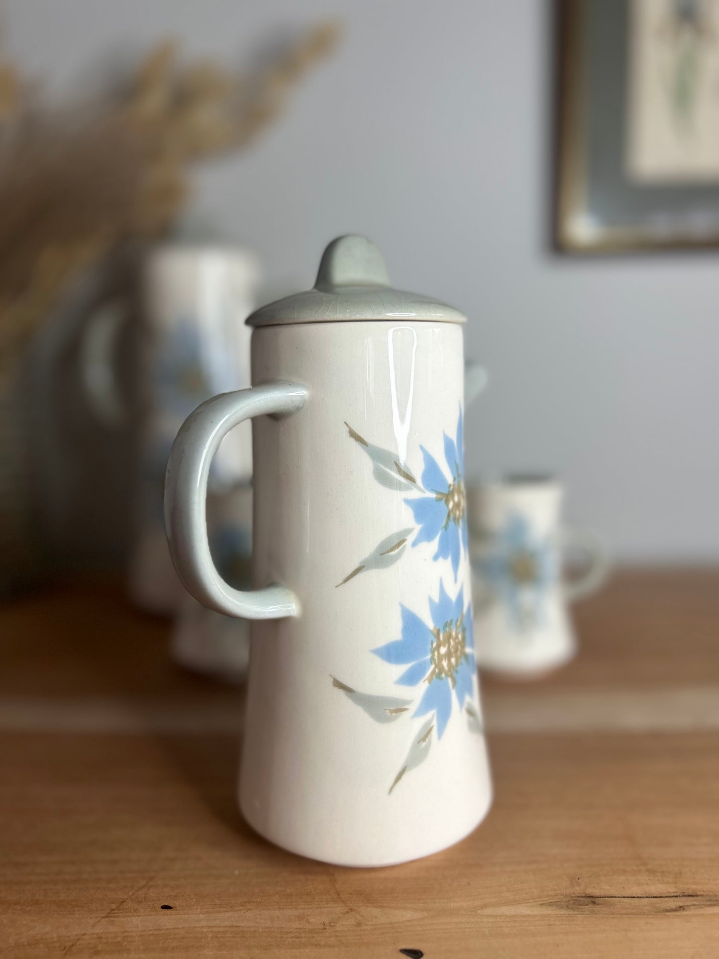 Boultons Vintage Tea Set in Sage Green and Blue Floral Design