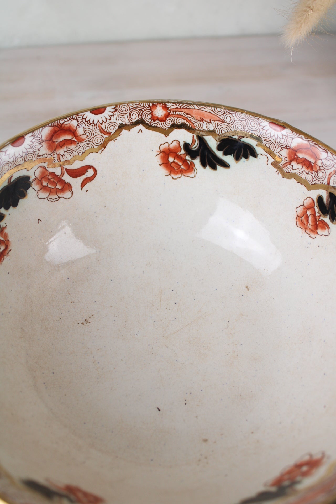 Orange and Black Vintage Dessert Set, of 4 Serving Bowls and a Large Bowl