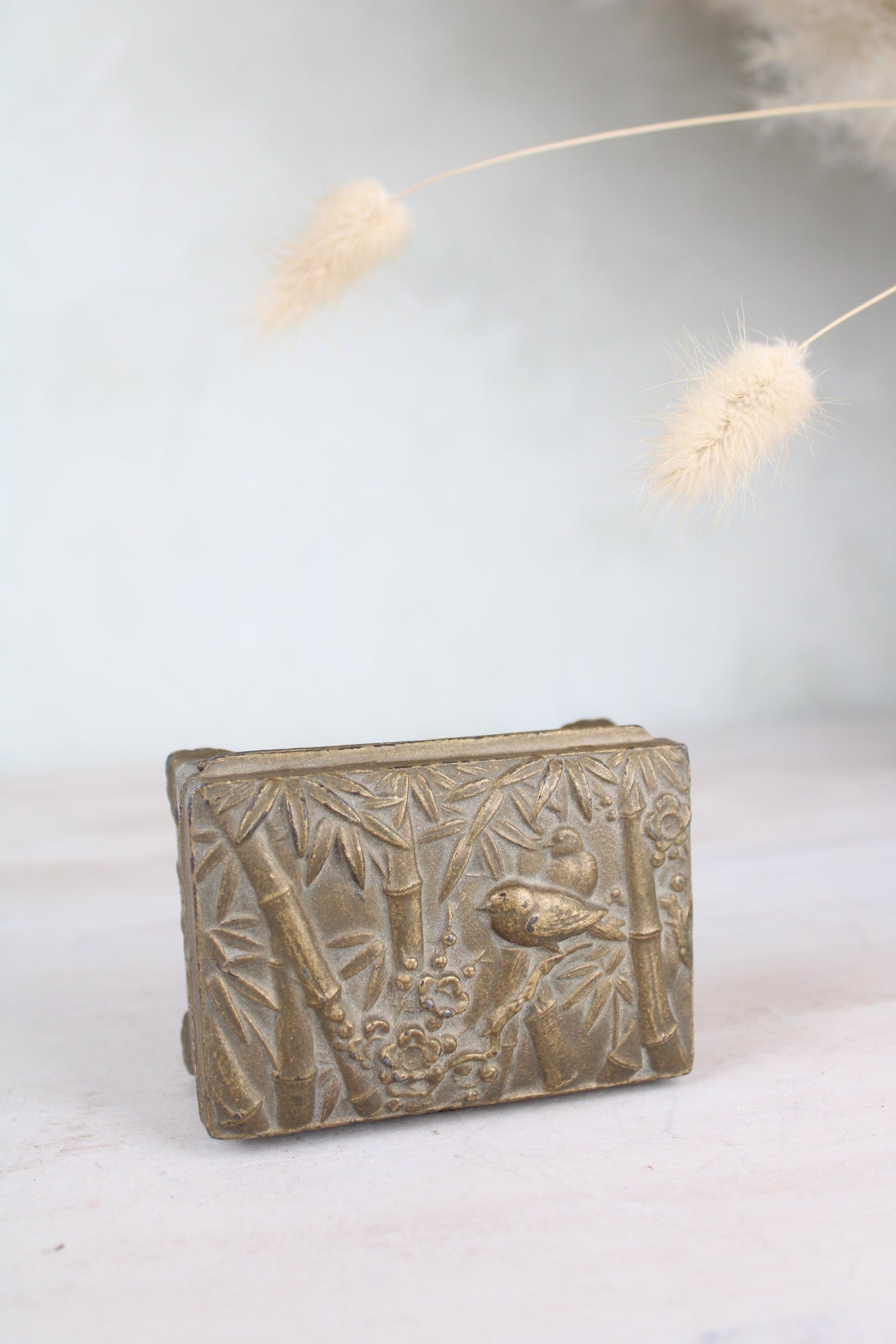 Metal Bamboo and Bird Jewellery Box