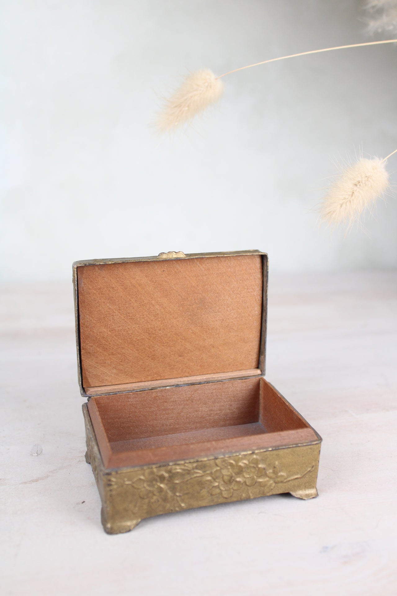 Metal Bamboo and Bird Jewellery Box