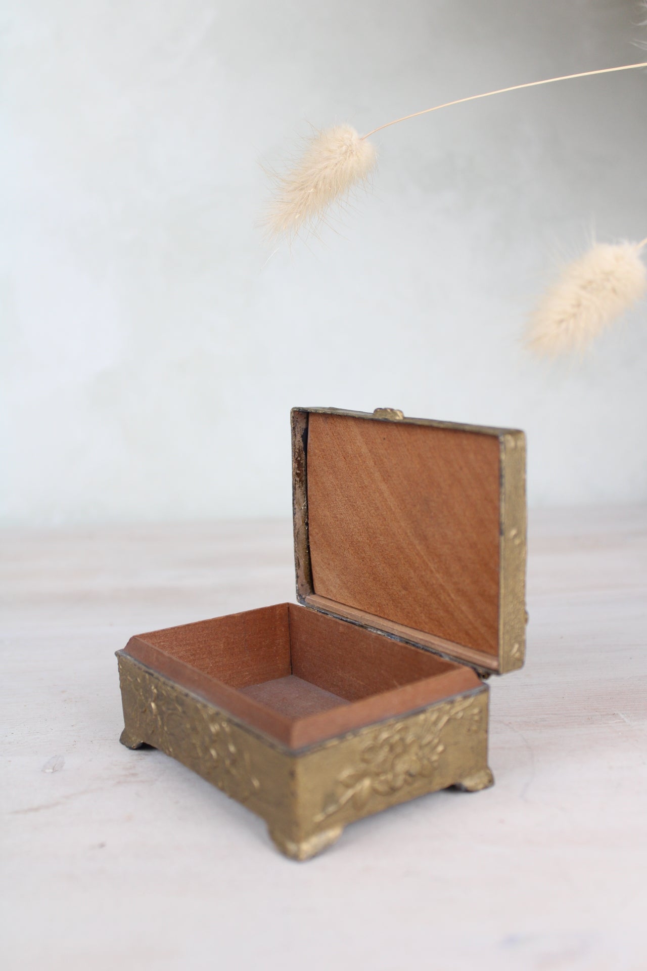Metal Bamboo and Bird Jewellery Box