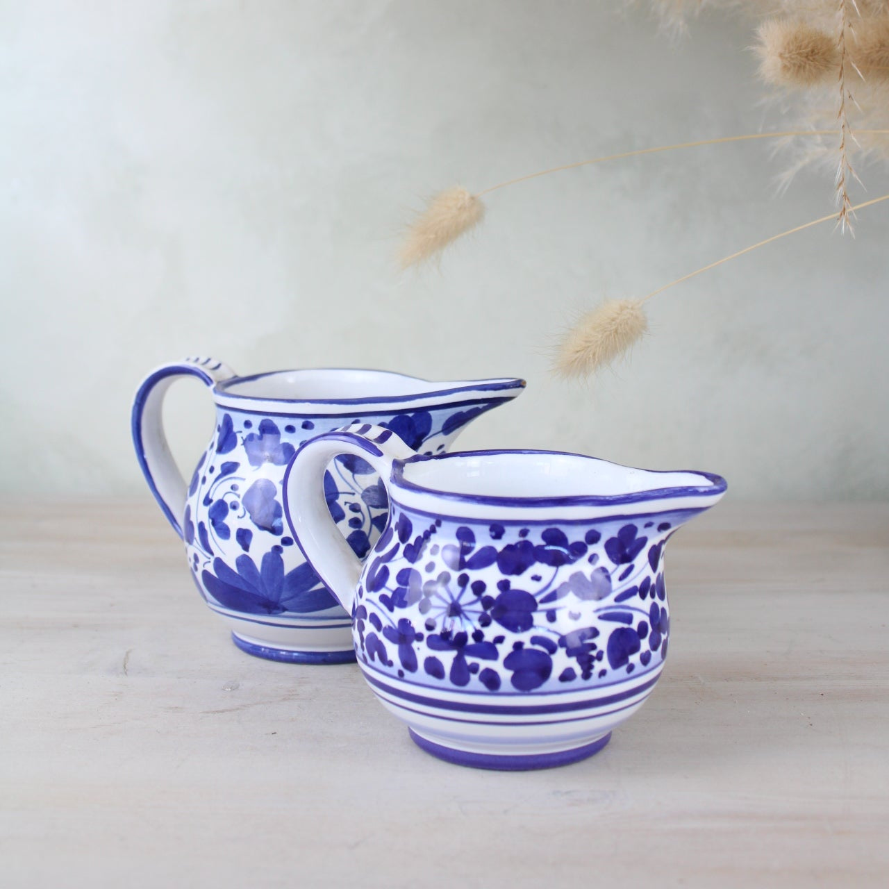 Pair of Blue and White Portuguese Jugs