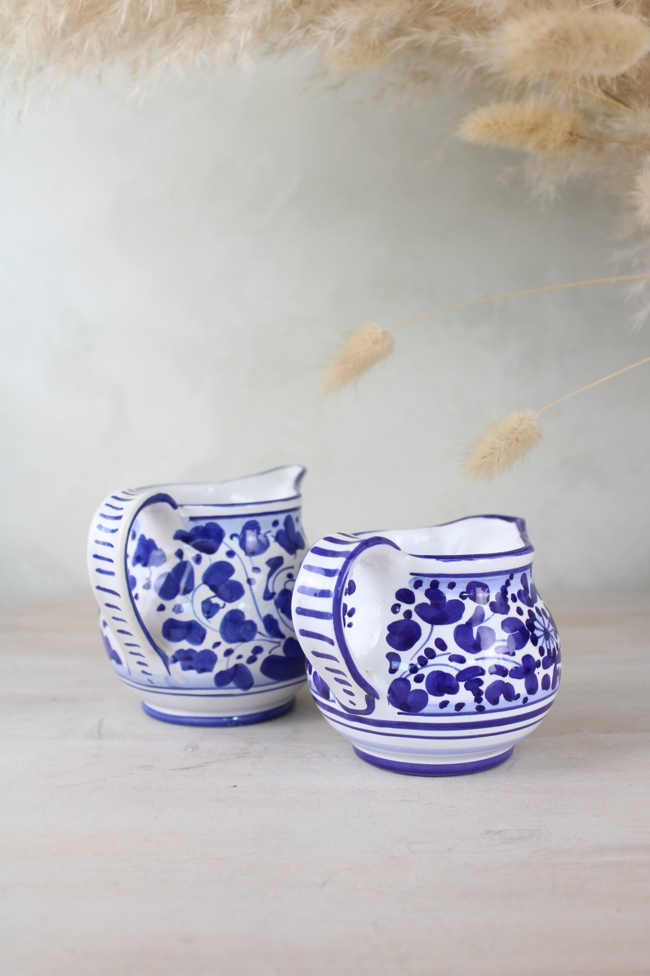 Pair of Blue and White Portuguese Jugs