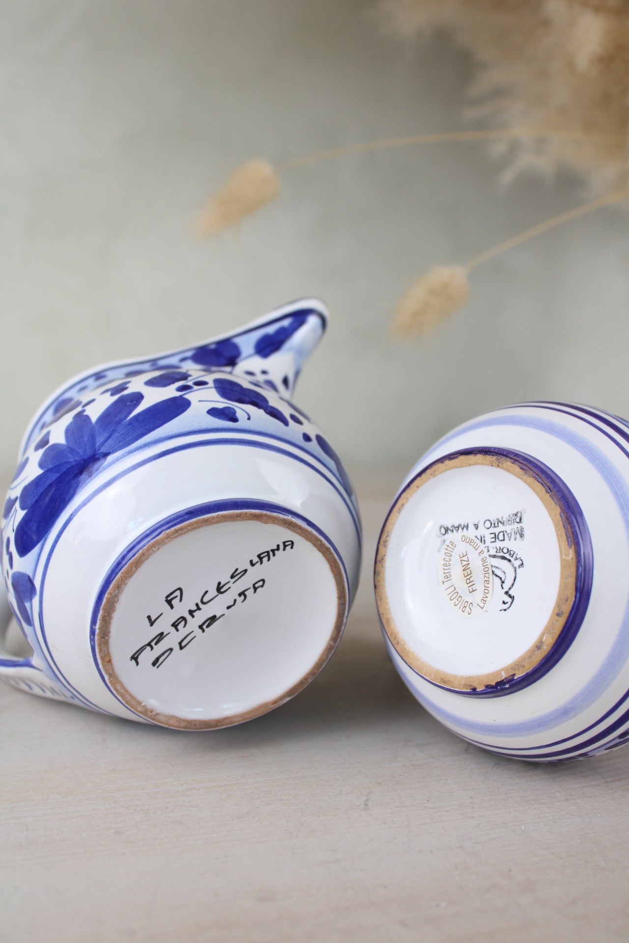 Pair of Blue and White Portuguese Jugs
