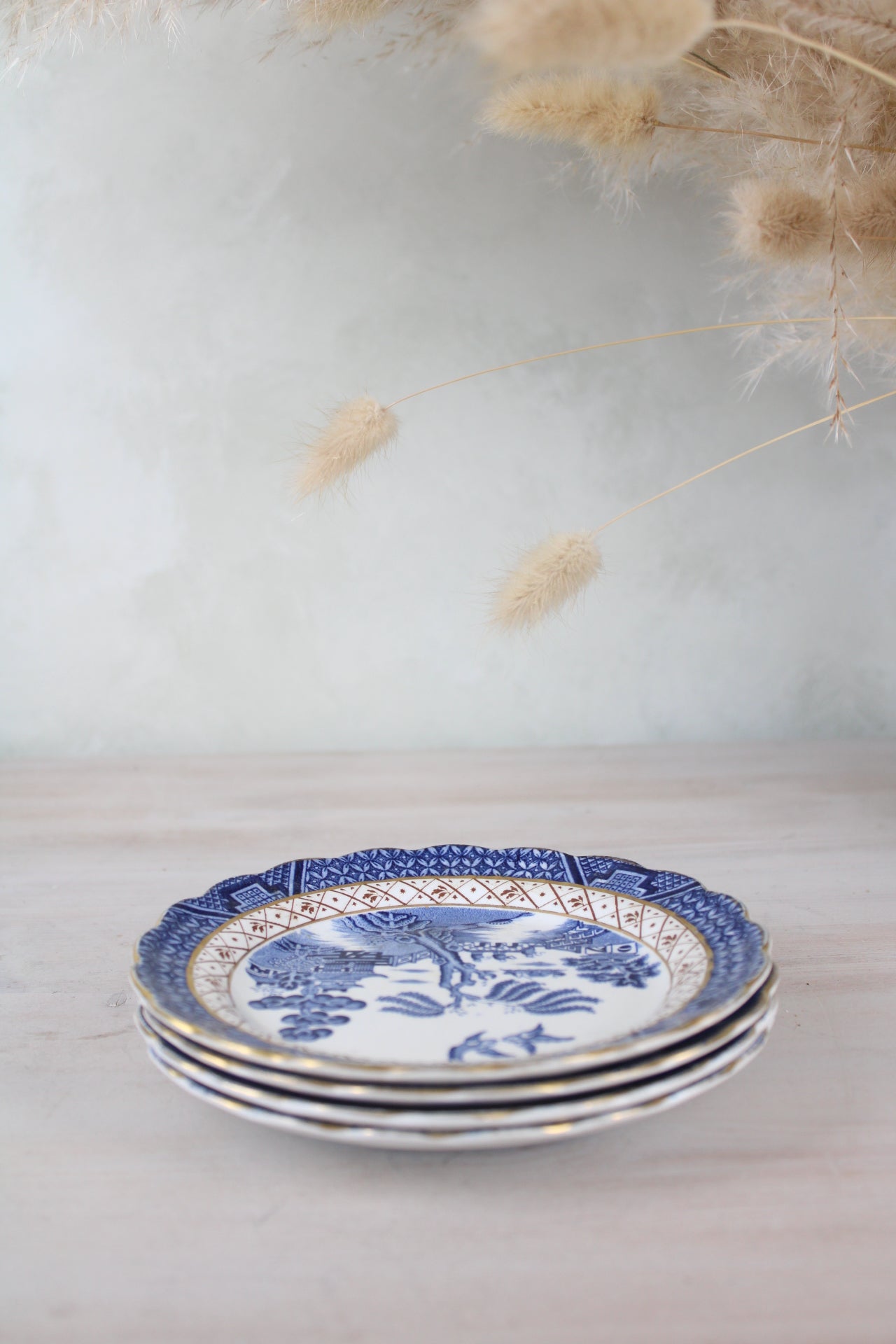 Set of 4 Booths Old Willow Blue and White Side Plates