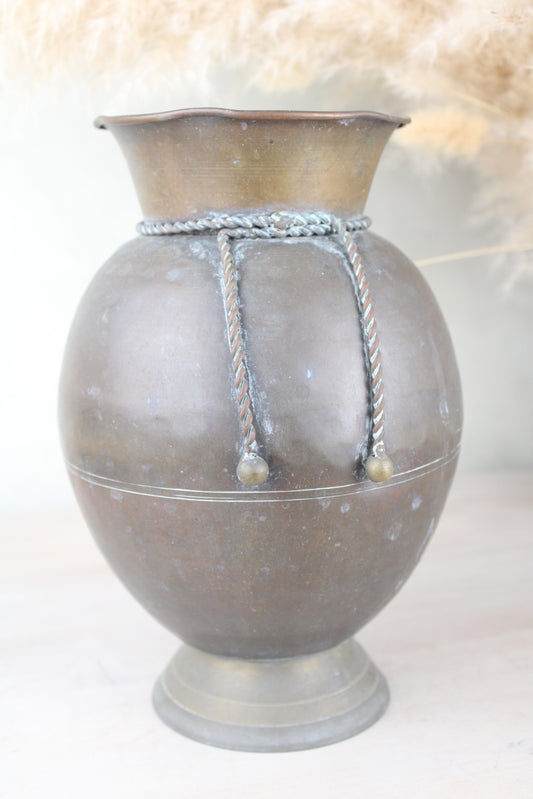 Large Brass Rope Detail Vase