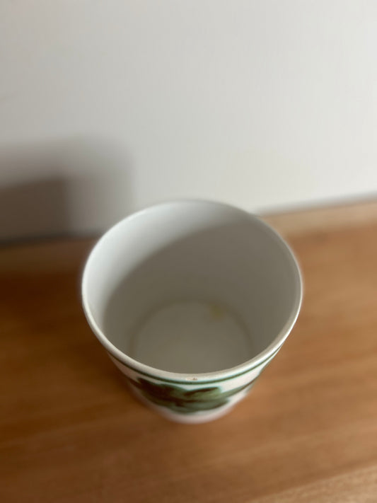 Rye Pottery Retro Planter in Green and White