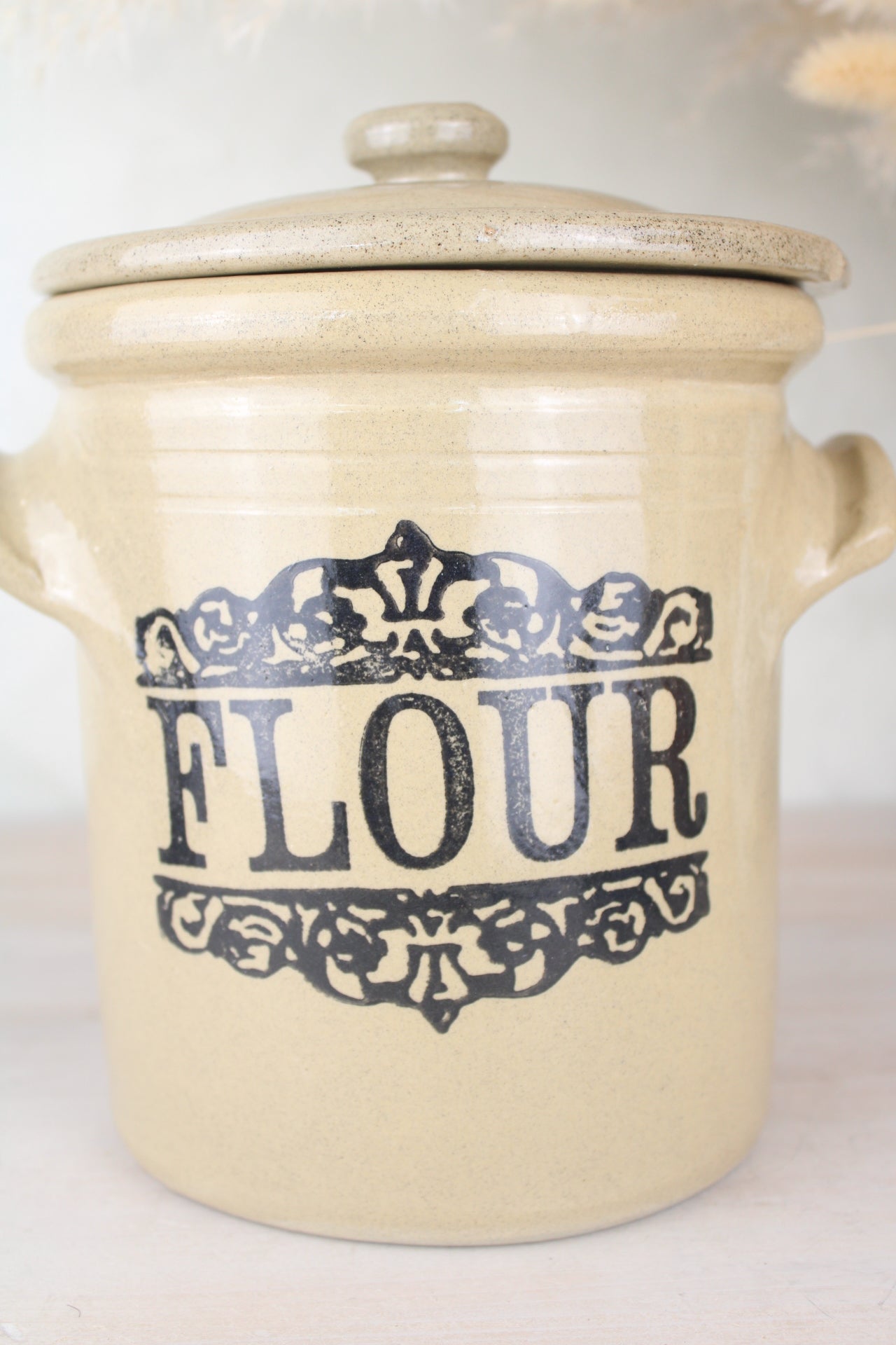 Stoneware Vintage Flour Jar