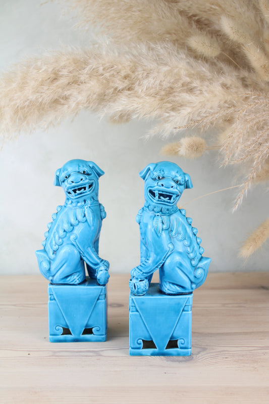 Blue Chinese Fu Dog Figurines